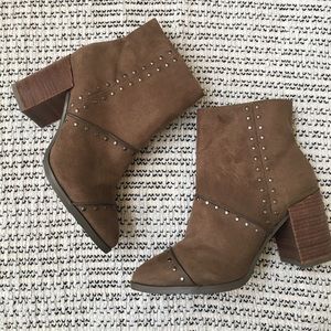 Report Jael Faux Suede brown studded boots